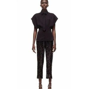 NWOT Zara Black Sequin Pants